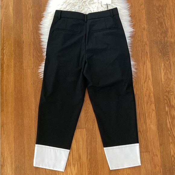 Zara High-Waist Pleat Front Poplin Hem Menswear Style Trousers - Picture 8 of 12